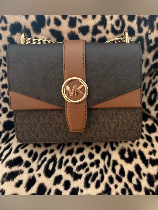 Michael Kors Handbags - Michael Kors Black and Brown Leather Logo Crossbody